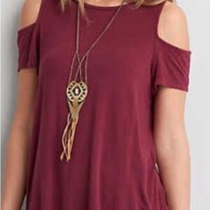 Torrid-Women's Cold Shoulder Top - Burgundy-SZ 1